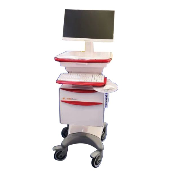 قابل للتعديل الكمبيوتر يقف العربات ABS مع طاولة العمل الطول 890mm-1290mm 0