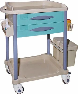 شراء البلاستيك الصلب ABS الجدول الأعلى طبقة مزدوجة عربة العلاج الطبي 930mm التصنيع عبر الإنترنت