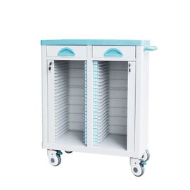 ABS سجلات المريض الطبية تخزين العربة أخضر أزرق 470 * 410 * 880mm عجلات صامتة